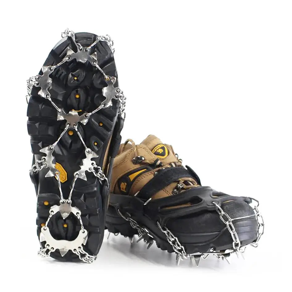 Hikenture Ice Cleats Crampons With 19 Stainless Steel Spikes For Snow Boots - Black - M