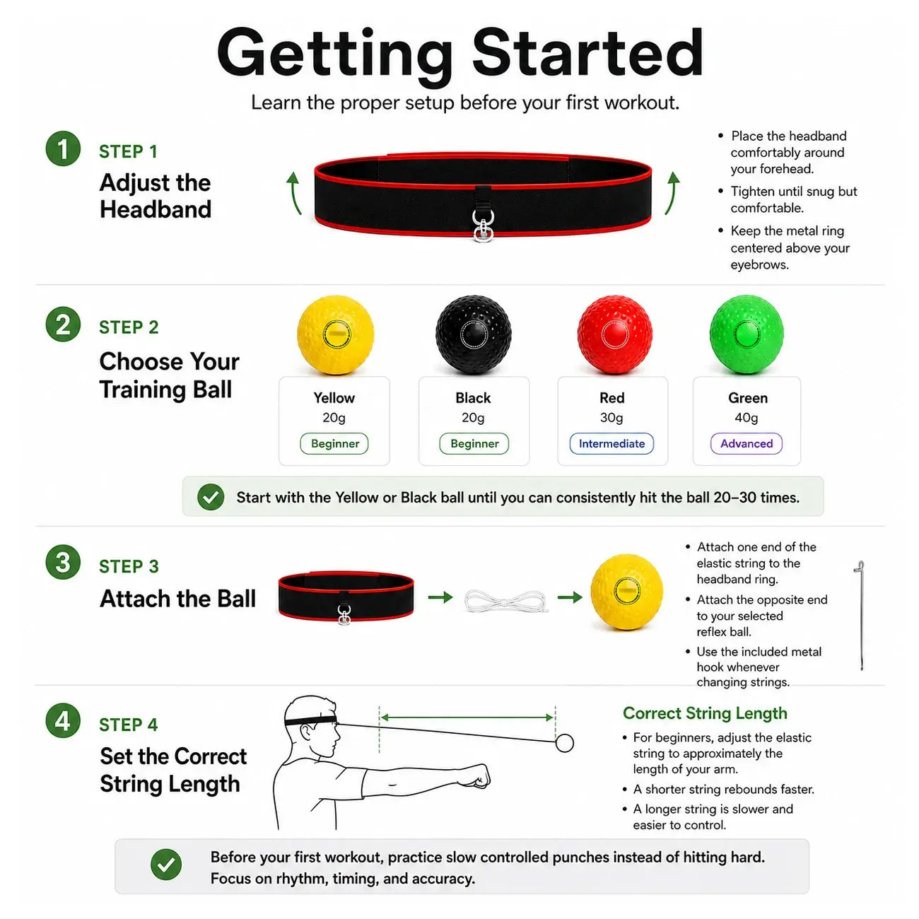 Boxing Reflex Ball Training Set | 4 Progressive Balls for Hand-Eye Coordination & Reaction Training
