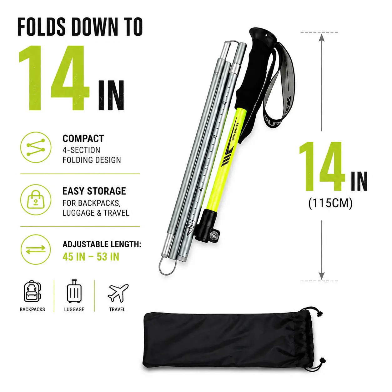 Collapsible Trekking Poles – Lightweight Folding Hiking Poles