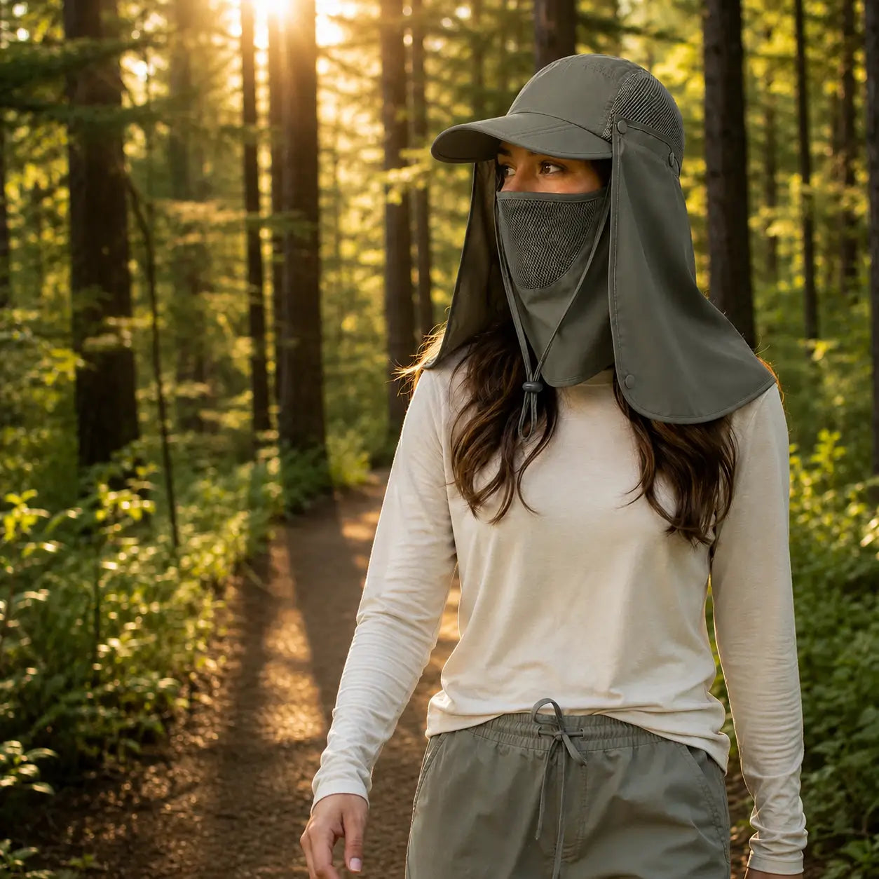 3-in-1 Foldable UPF 50+ Sun Hat with Face Shield & Neck Flap