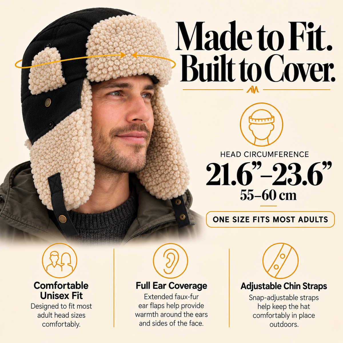 Winter Trapper Hat – Faux Fur Ushanka Aviator Hat