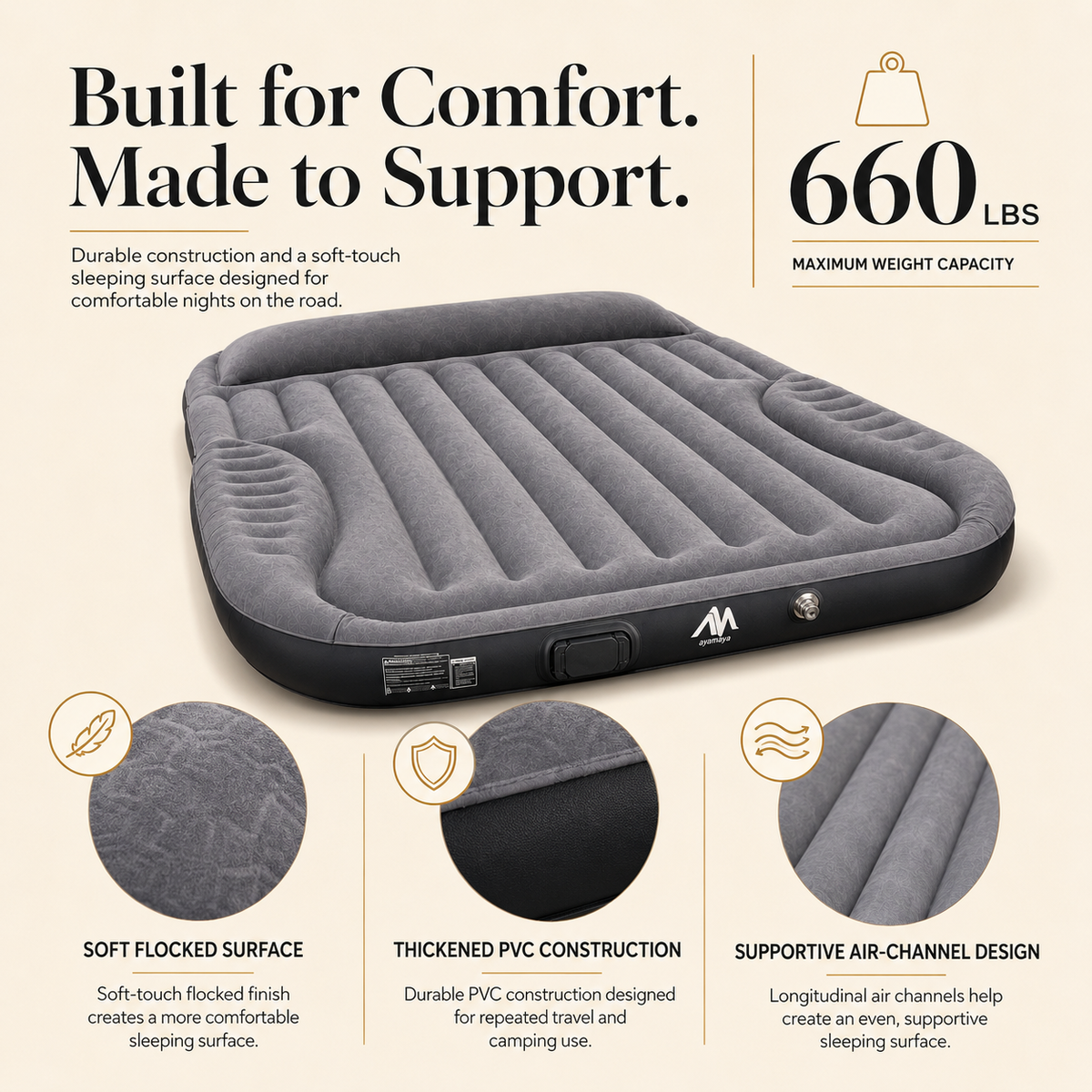 SUV Air Mattress with Rechargeable Pump – Full-Size Inflatable Car Bed for Camping