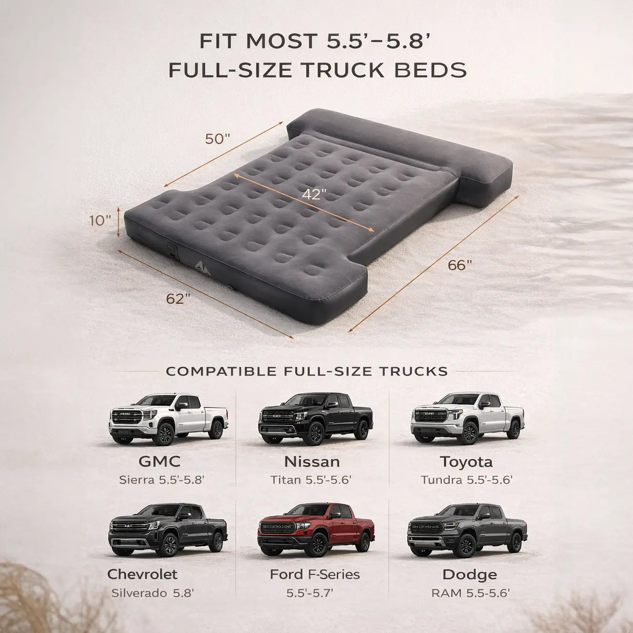 Ayamaya Truck Bed Air Mattress – BaseCamp Series for Full-Size Pickup Truck Camping (5.8FT & 6.5FT)