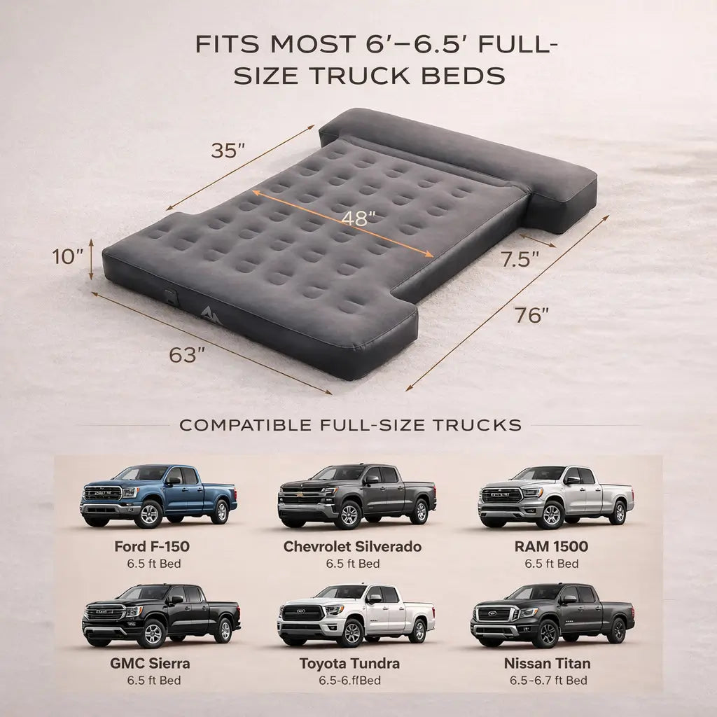 Ayamaya Truck Bed Air Mattress – BaseCamp Series for Full-Size Pickup Truck Camping (5.8FT & 6.5FT)
