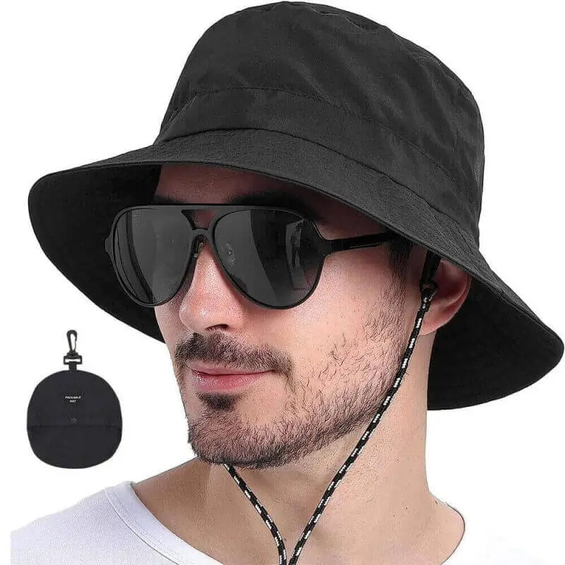 Waterproof Bucket Hat Women Men Summer Sun Protection Camping Hiking Cap Outdoor Black