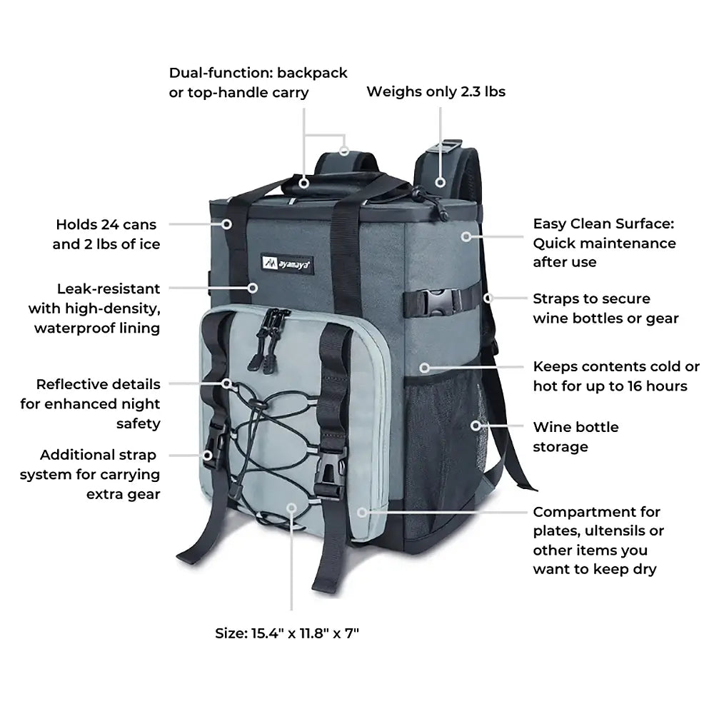 Arctic Mule Mini Insulated Backpack Cooler – 20L Waterproof Soft-Sided Bag, Portable for Day Trips, Hiking & Outdoor Adventures