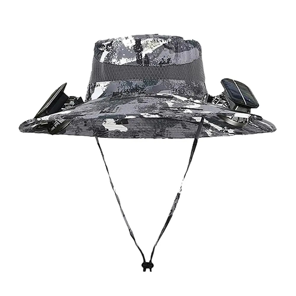 Ayamaya Solar Fan Hat – UPF 50+ Wide Brim Safari Hat with Dual Fans for Hiking, Camping & Outdoor Work