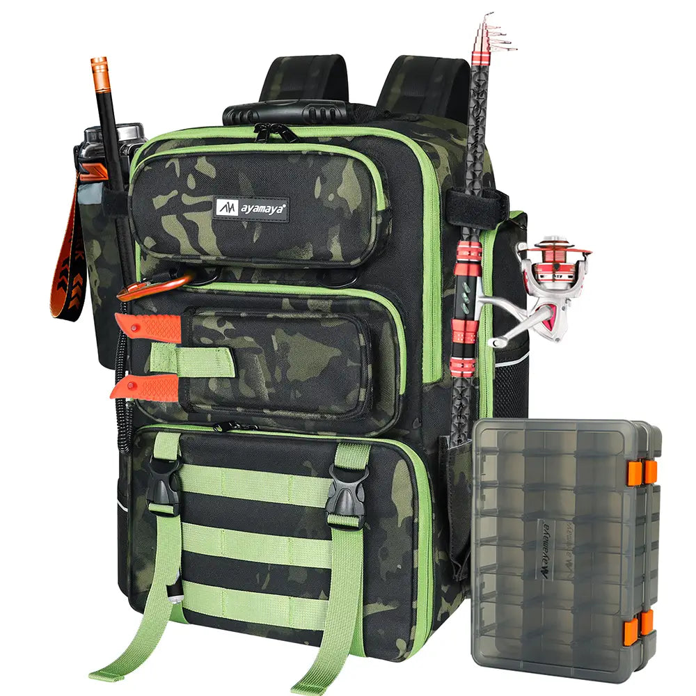 Main view of Ayamaya TackleTrek 40L Camo Fishing Tackle Backpack