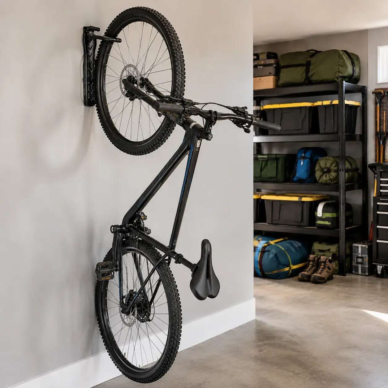 Bike Wall Mount – Vertical Bicycle Storage Rack for Garage Organization, Holds Up to 66 lbs