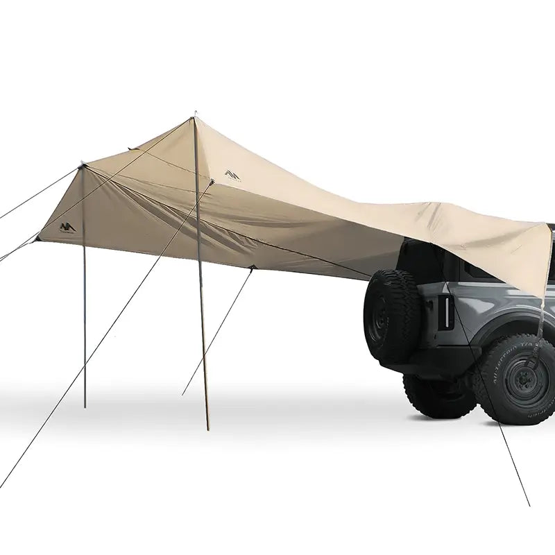 car camping tarp Nomad Nest Suv Tailgate Tarp Tent – 14x16 ft Waterproof Car Camping Canopy for Trucks, Jeeps, Hatchbacks & Vans – Easy Setup with Poles,