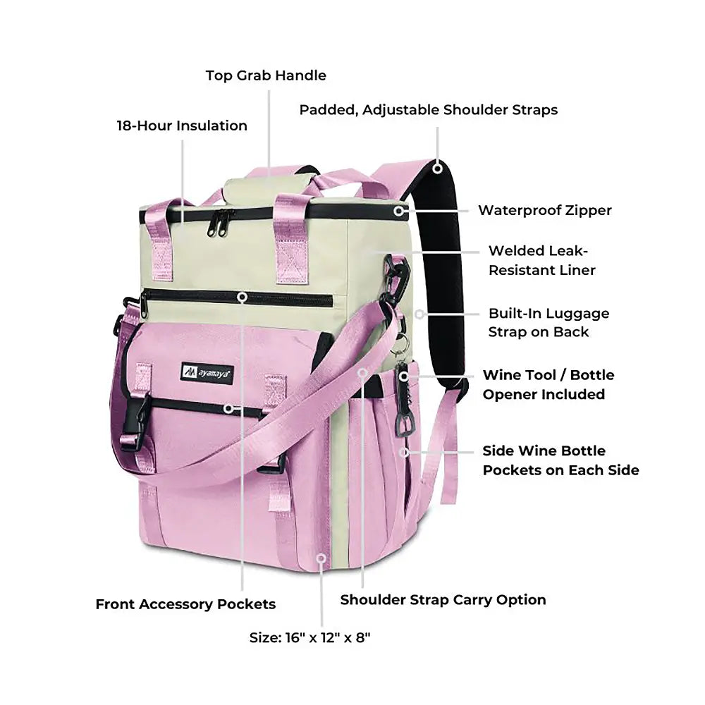 ChillBelle 25L Insulated Backpack Cooler – Stylish Convertible Travel Tote