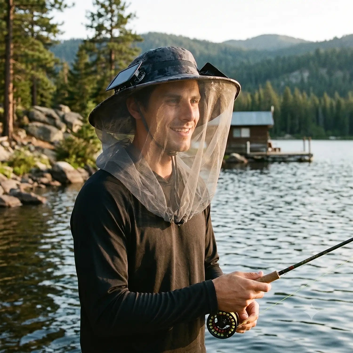 Solar Fan Hat with Mosquito Net & UPF 50+ Sun Protection