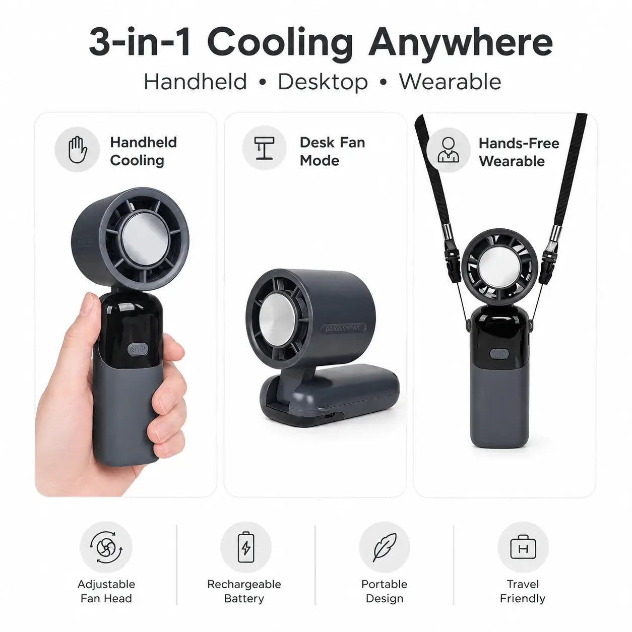 Portable Handheld Fan | Rechargeable 100-Speed Turbo Fan
