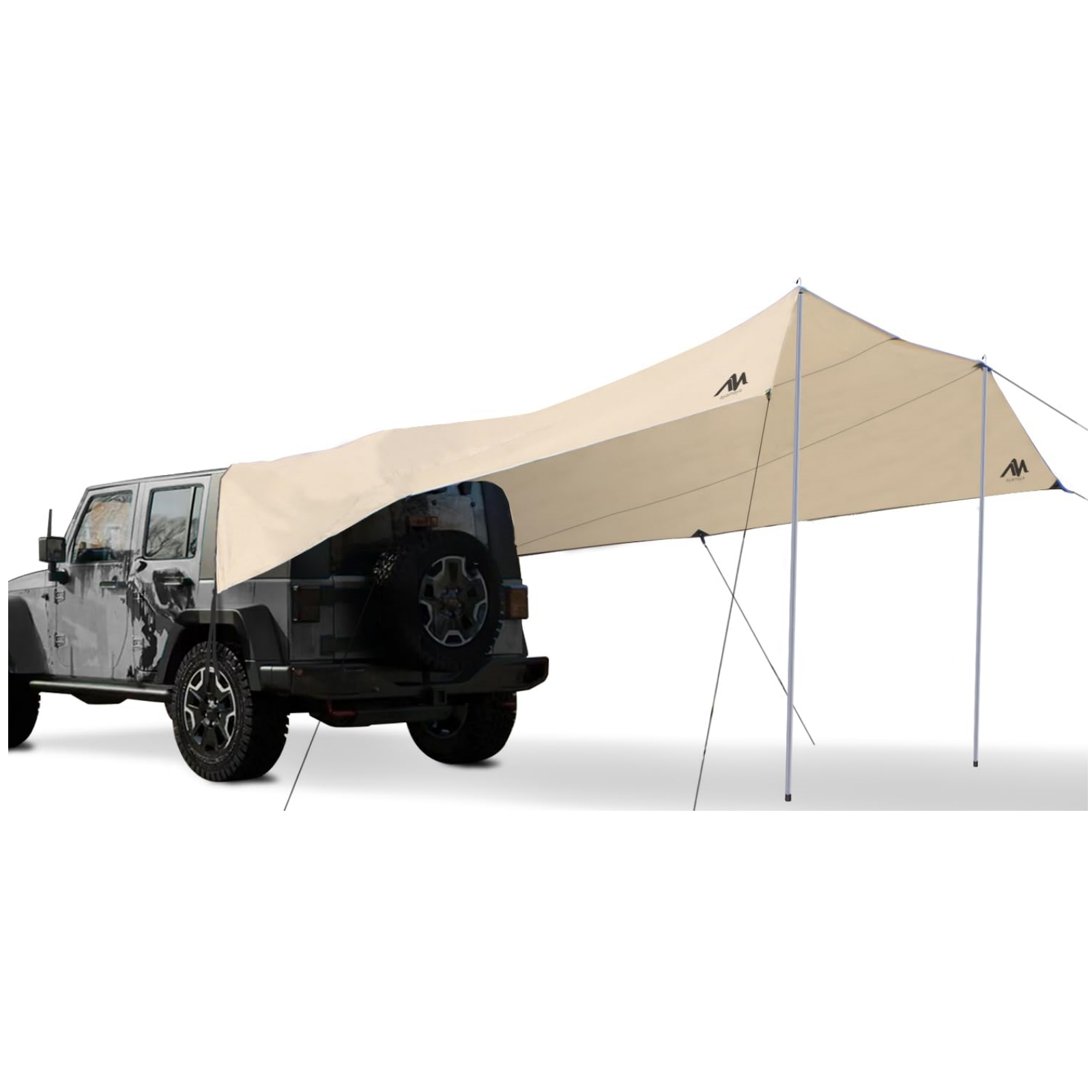 Universal 14'x16' Car Awning with Poles, Waterproof Sun Rain Shelter Canopy for SUV Truck Van Outdoor