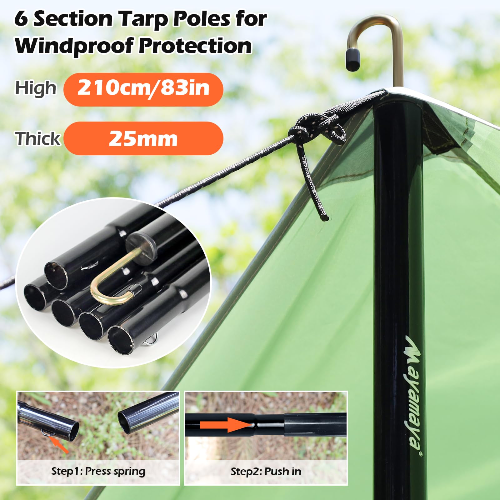 Heavy Duty 10x15 FT Waterproof Camping Tarp with Poles, Extra Large Sun Shelter & Rain Fly for Beach Picnic Outdoor