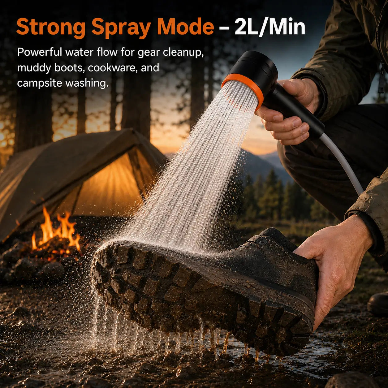 Ayamaya Mini Portable Camping Shower – 2500mAh Battery, LED Light, Water Filter