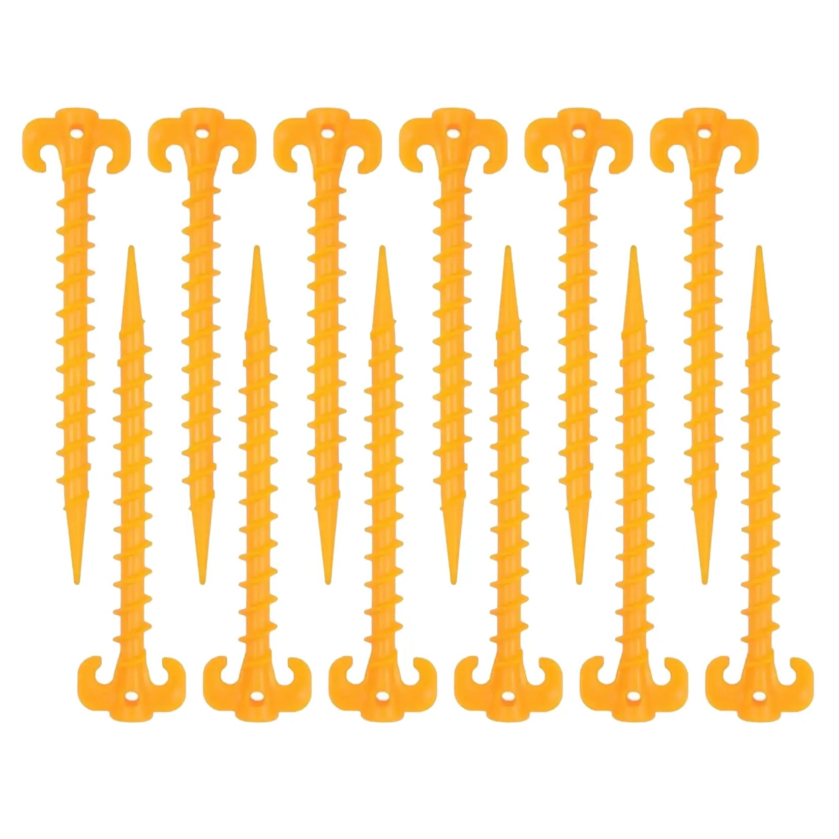tent ground anchors Ayamaya Yellow Vortex Ground Anchors - Premium 8-inch Spiral Tent Stakes for Sand and Soil -12-Pack