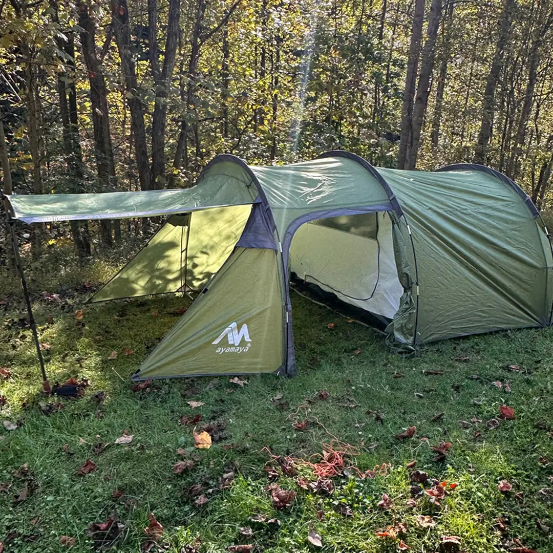 TrekPort Tunnel Tent – 2–4 Person 3-Season Camping Shelter with Sleeping Room & Vestibule