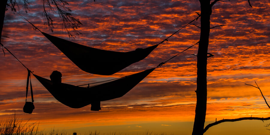 hammock, camping, sunset, 