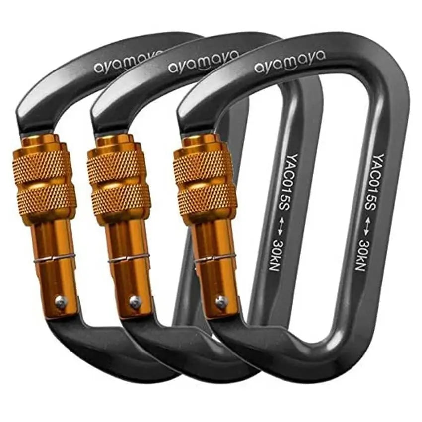 30kN Locking Climbing Carabiners – Screwgate D Shaped