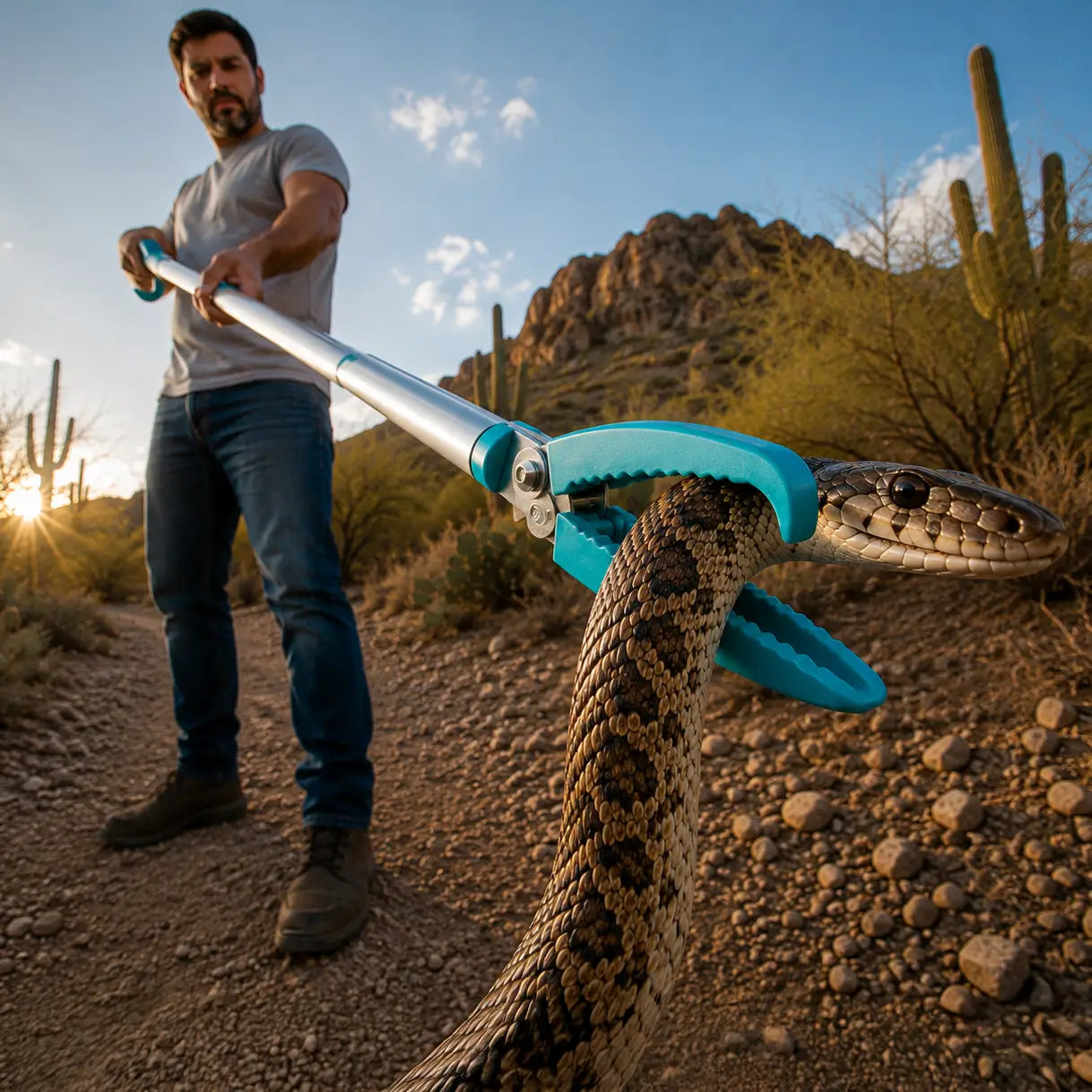 Ayamaya 78" Extendable Snake Tongs – Extra Long Reptile Grabber with Wide Jaw & Lock