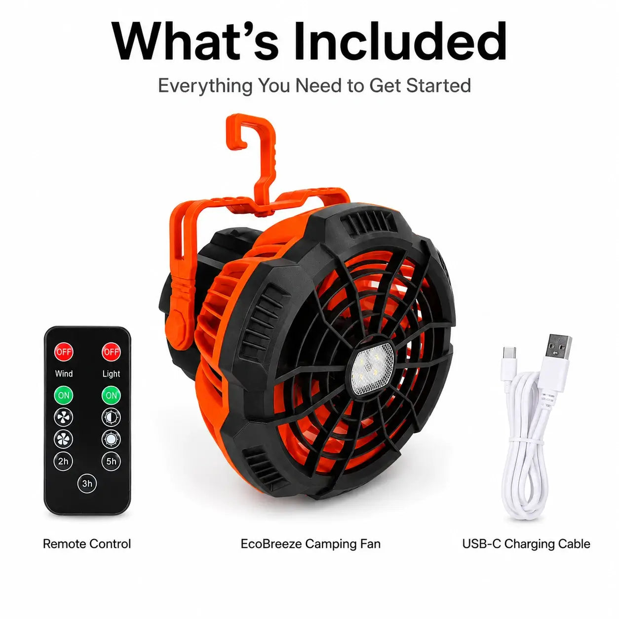 EcoBreeze 3-in-1 Camping Fan, Lantern & Power Bank