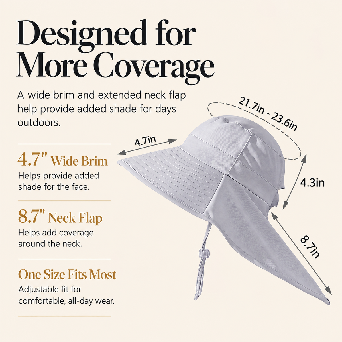 Women’s UPF 50+ Sun Hat with Neck Flap & Ponytail Hole – Wide Brim Foldable Outdoor Hat