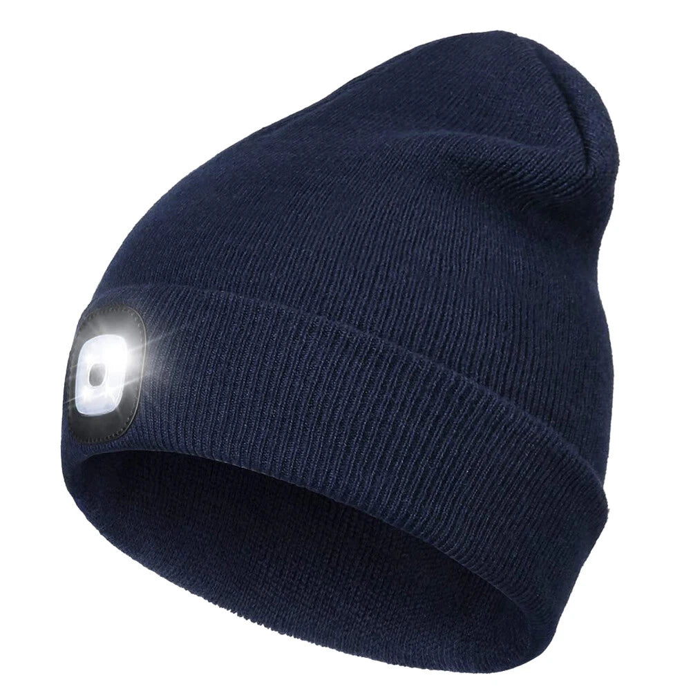Ayamaya Rechargeable LED Beanie with Headlamp – Unisex Winter Knit Hat