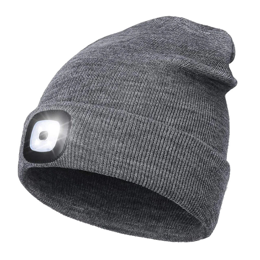 Ayamaya Rechargeable LED Beanie with Headlamp – Unisex Winter Knit Hat