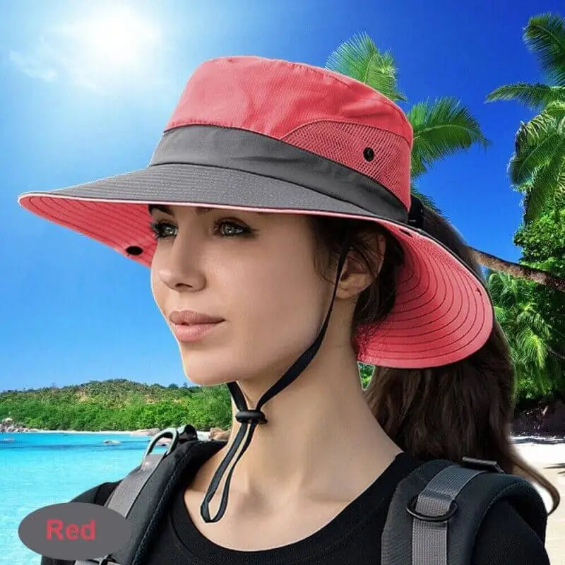 Women's Ponytail Summer Sun Hat UV Protection
