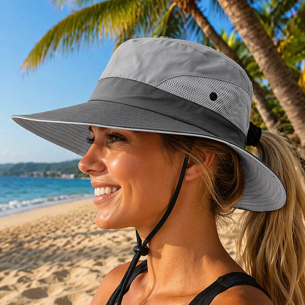 Women's Ponytail Summer Sun Hat UV Protection