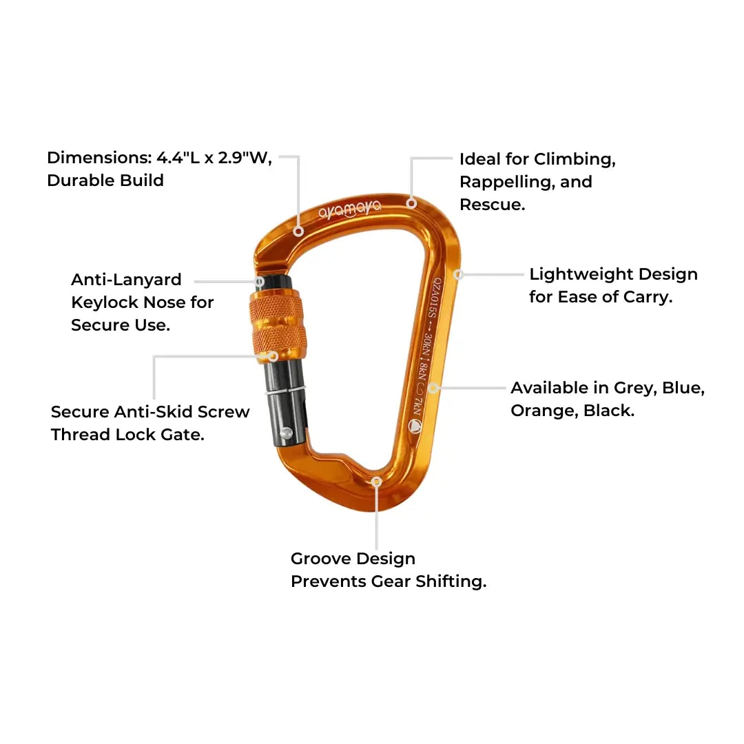 AYAMAYA 30kN Climbing Carabiner (3 Pack)