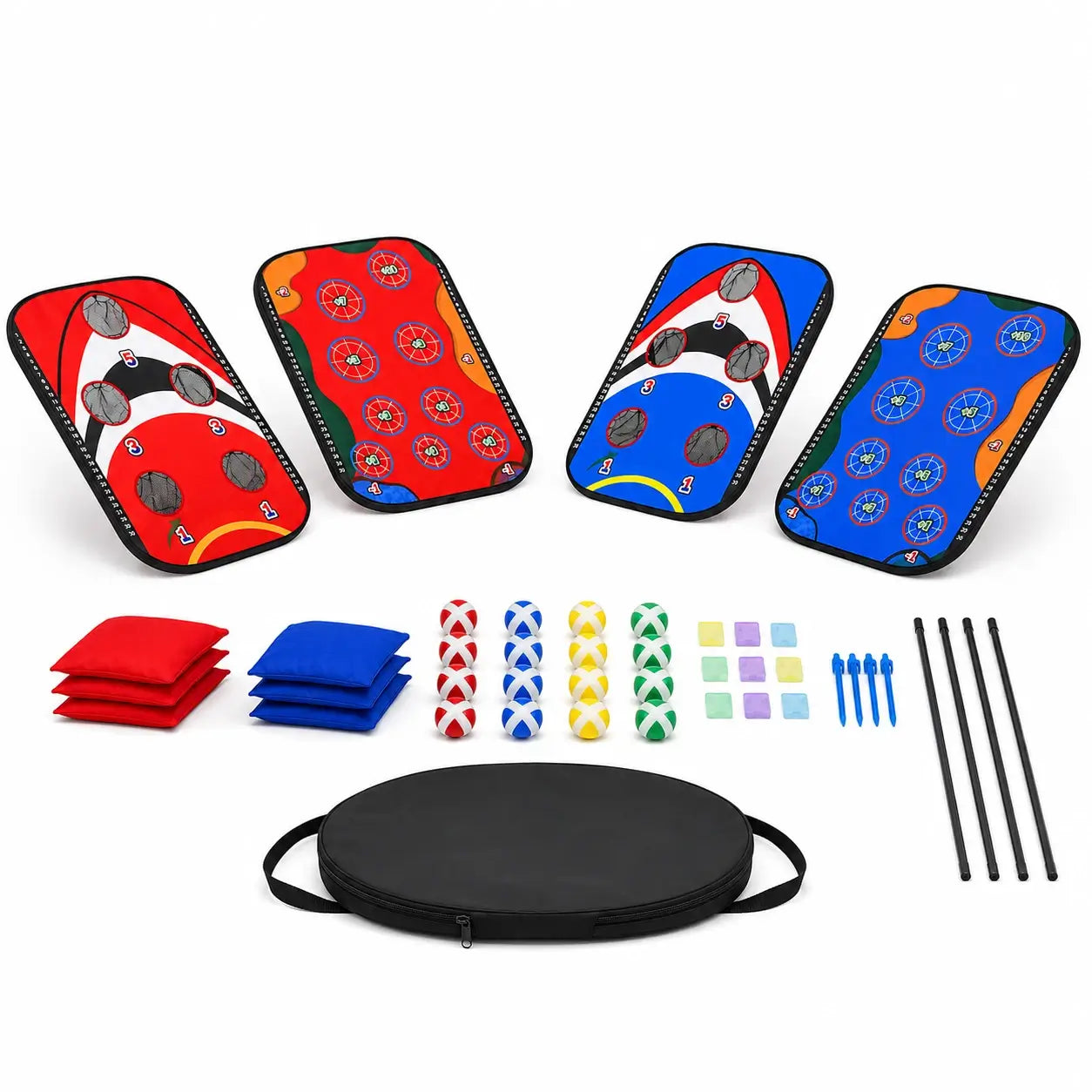 Portable Cornhole Board Set with Sticky Golf Game – Camping, Beach & Backyard Family Fun