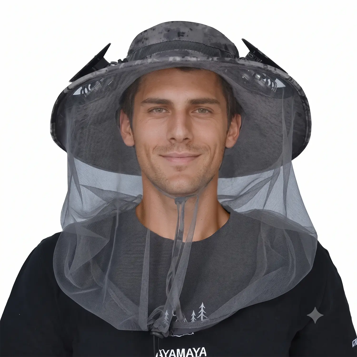 Solar Fan Hat with Mosquito Net & UPF 50+ Sun Protection