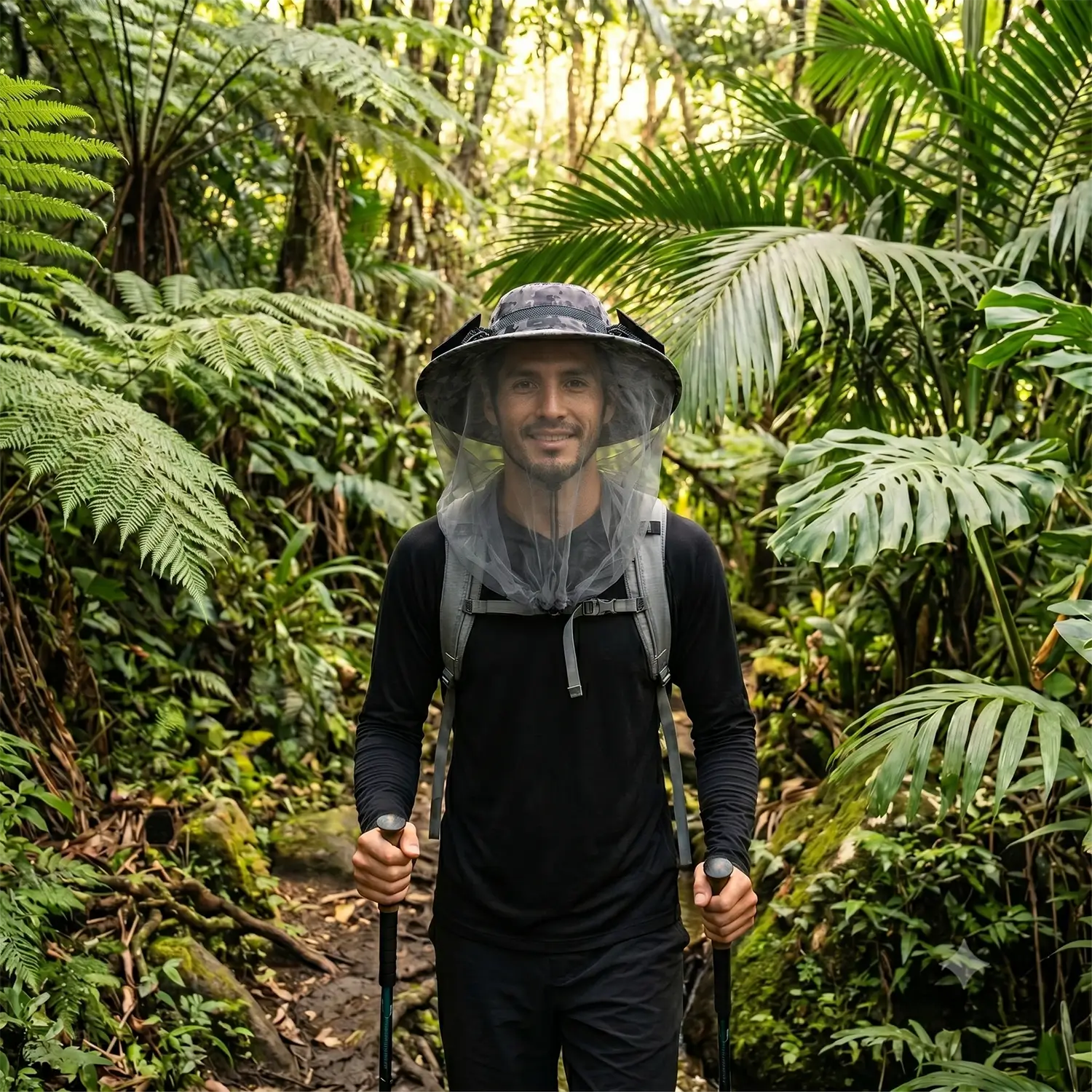 Solar Fan Hat with Mosquito Net & UPF 50+ Sun Protection