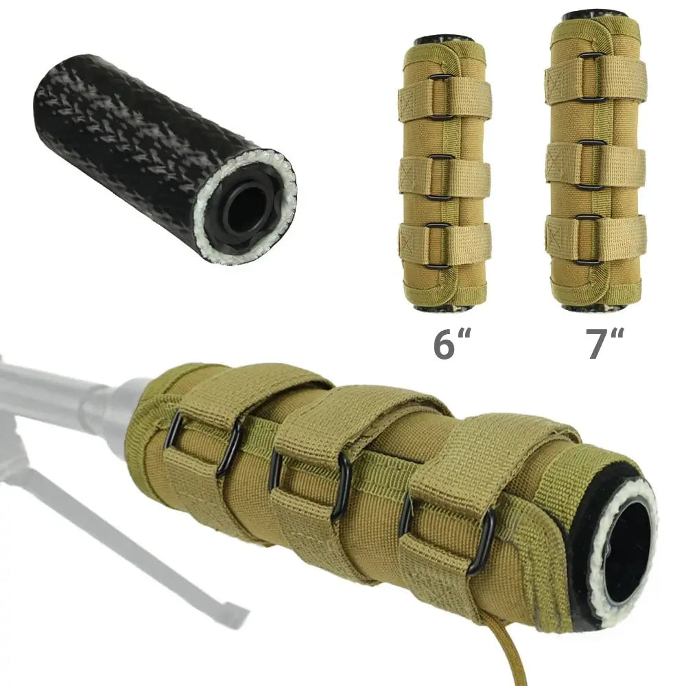 Suppressor Cover Heat Resistant 1800°F, Tactical Silencer Cover Wrap with Aramid Cord & Velcro Straps (6" & 7")