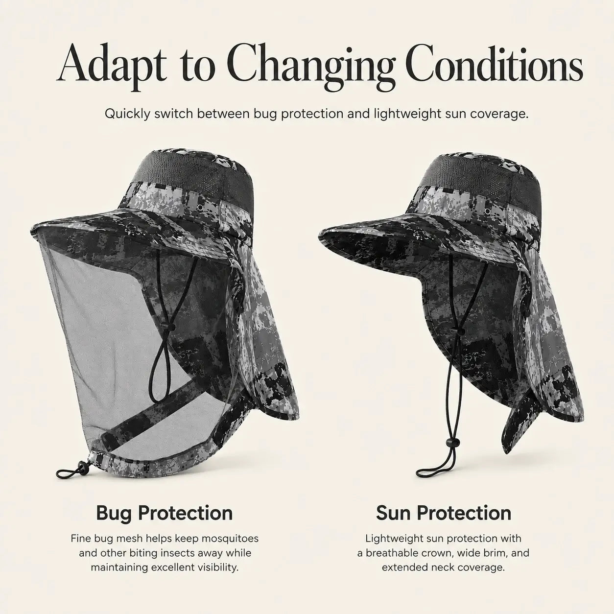 Ayamaya UPF 50+ Mosquito Net Sun Hat | Neck Flap Protection