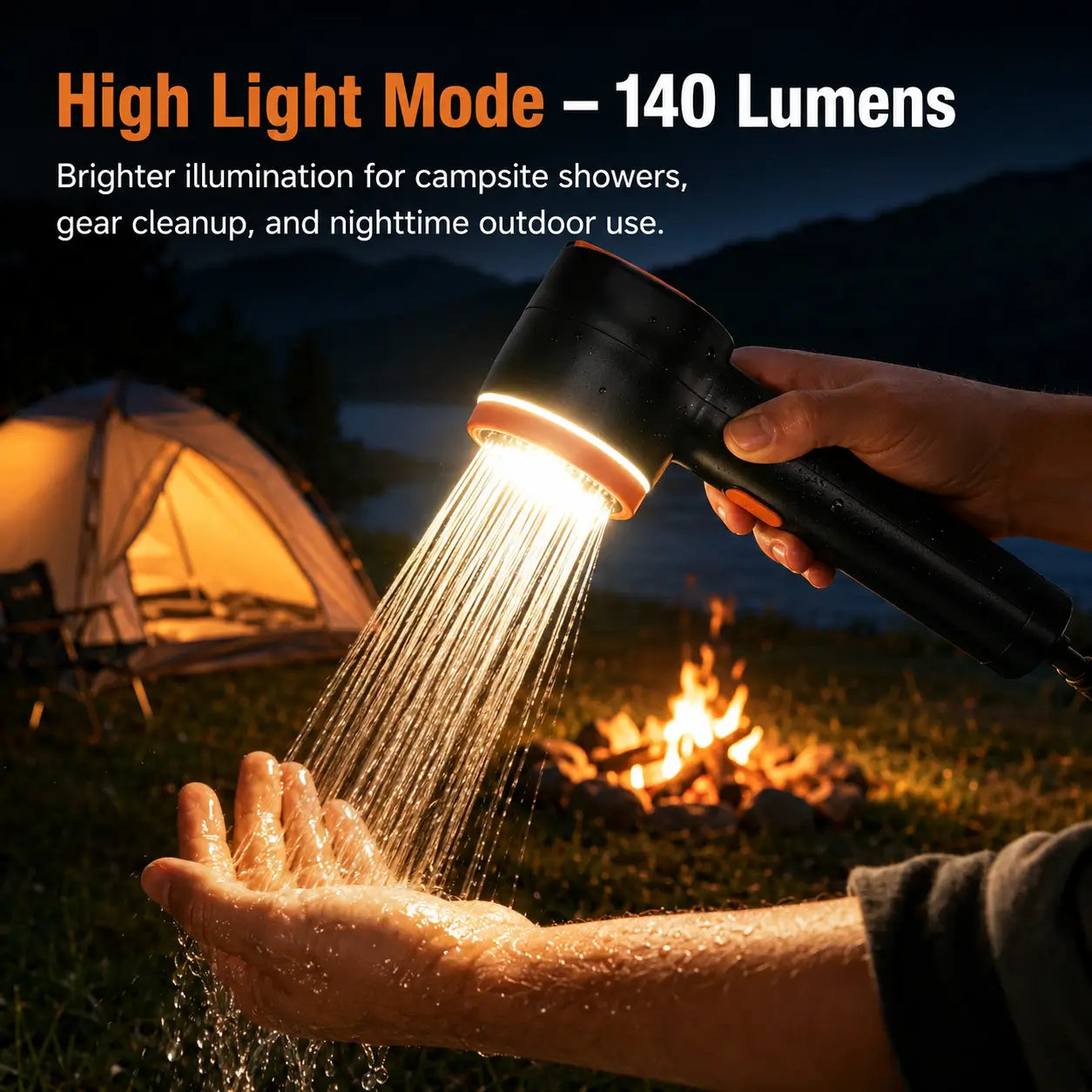Ayamaya Mini Portable Camping Shower – 2500mAh Battery, LED Light, Water Filter