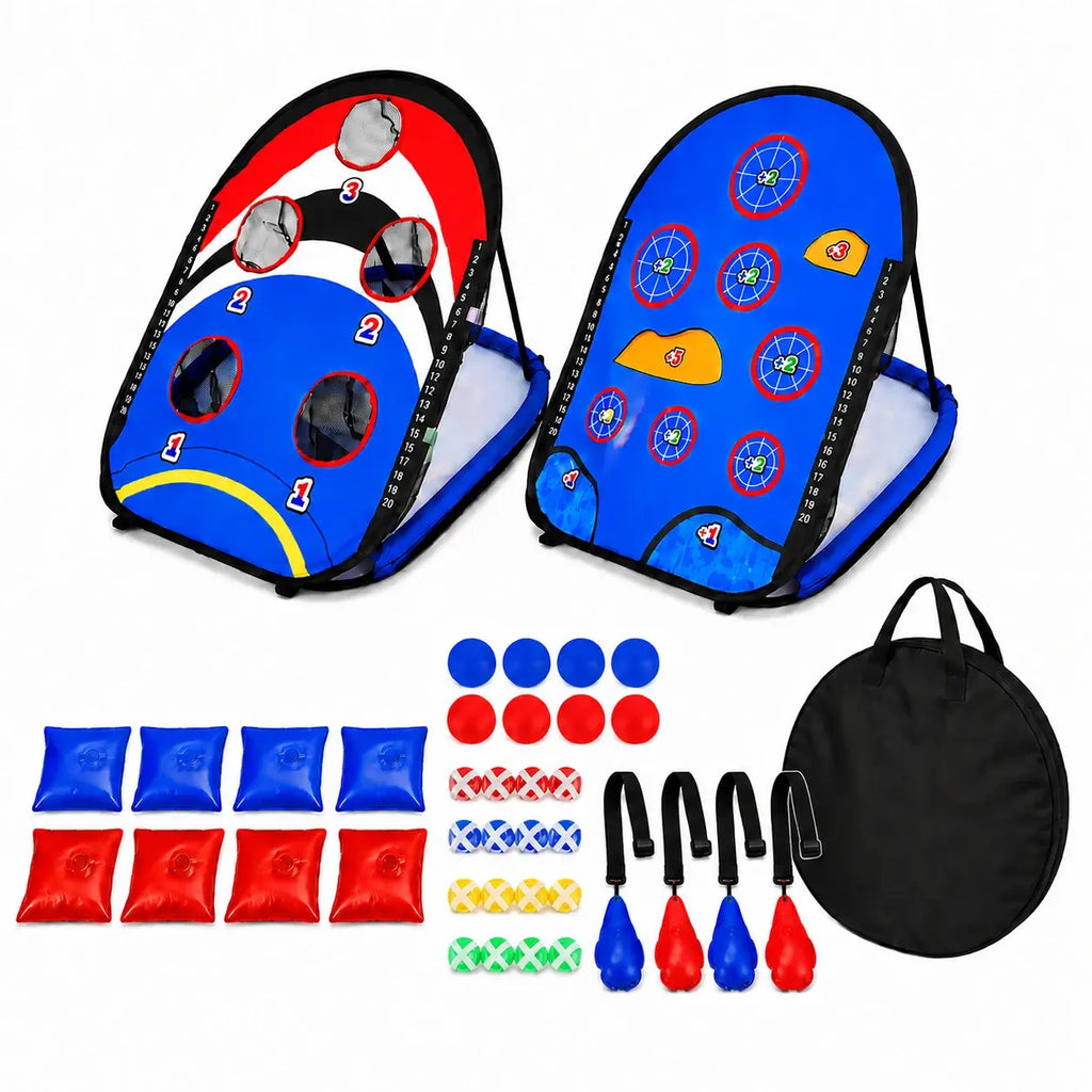 Floating Pool Cornhole Game Set – 2 1 Pool & Backyard Game Water Bean Bags Skip Stones & Sticky Golf