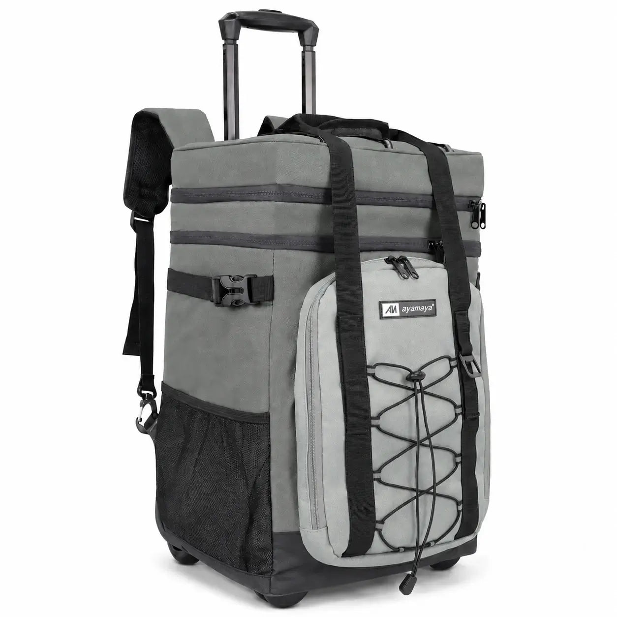 Ayamaya Rolling Cooler Backpack with Wheels | 50 Can Insulated Soft Cooler with Telescoping Handle for Beach, Camping & Travel