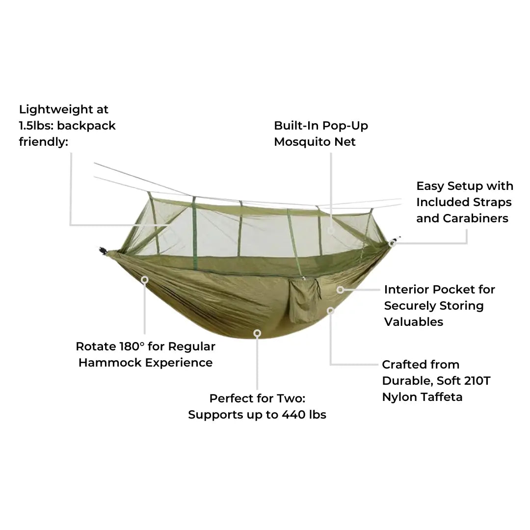 TwinJungle Double Camping Hammock with Mosquito Net