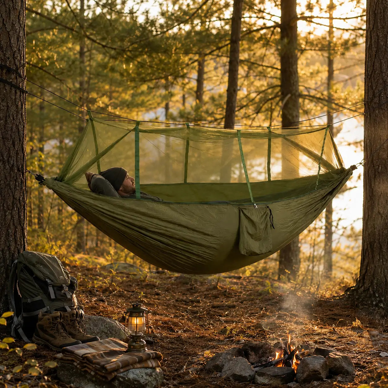 TwinJungle Double Camping Hammock with Mosquito Net